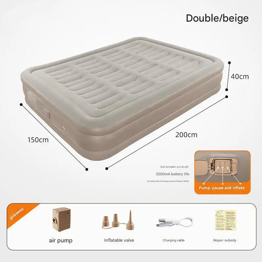 Air Mattress With Electric Air Pump Foldable Inflatable Mattress Antileak Thicken Sleeping Bed Mat With Soft Flocked Top