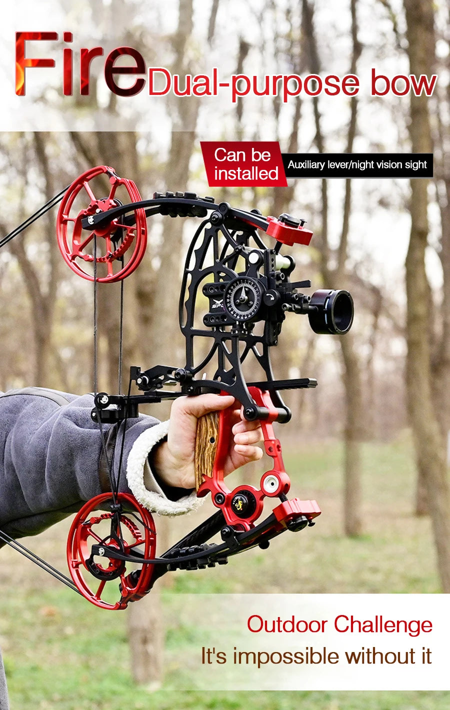 New Fiery Compound Bow Pulley Bow Adult Outdoor Archery Steel Ball and Arrow Dual-purpose Adult Bow High Precision Shooting