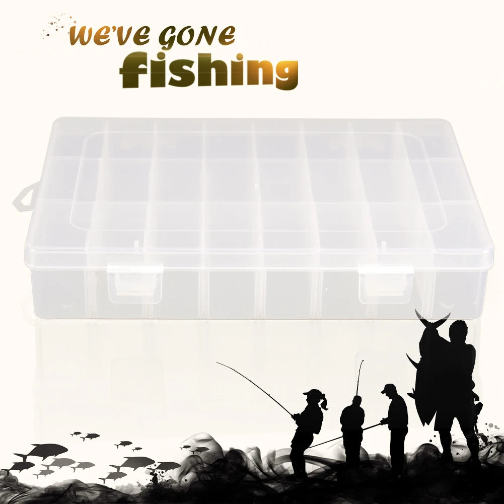 10/15/24 Grids Fishing Tackle Box Squid Jig Hard Lure Tool Case Visible Fishing Tackle Box Clear Storage Organizer for Fishing