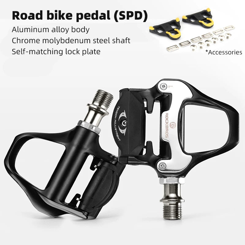 ROCKBROS Bike Pedal SPD-SL Cycling Road Bike Bicycle Self-locking Pedals Ultralight Aluminum Alloy 2 Sealed Bearing Bike Parts
