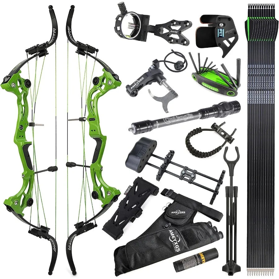 ZSHJGJR Recurve Bow American Hunting Bow 320FPS Draw Weight 40-55lbs Adjustable Compound Bow Right Hand for Archery Hunting Fis