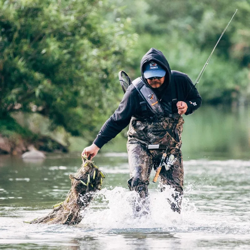 Fishing Waders Large Nylon Wader Half Body Fishing Water Pants With Boots Elastic Waist Quick Release Buckles Adjustable