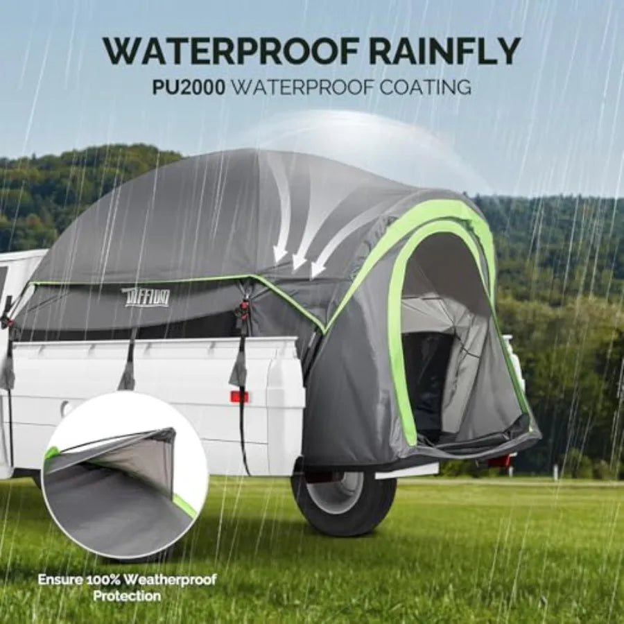 Update 5.5-6ft Pickup Truck Tent for Camping Truck Bed Tent with Reinforcement Fiberglass Poles PU2000 Waterproof and Rainfly f