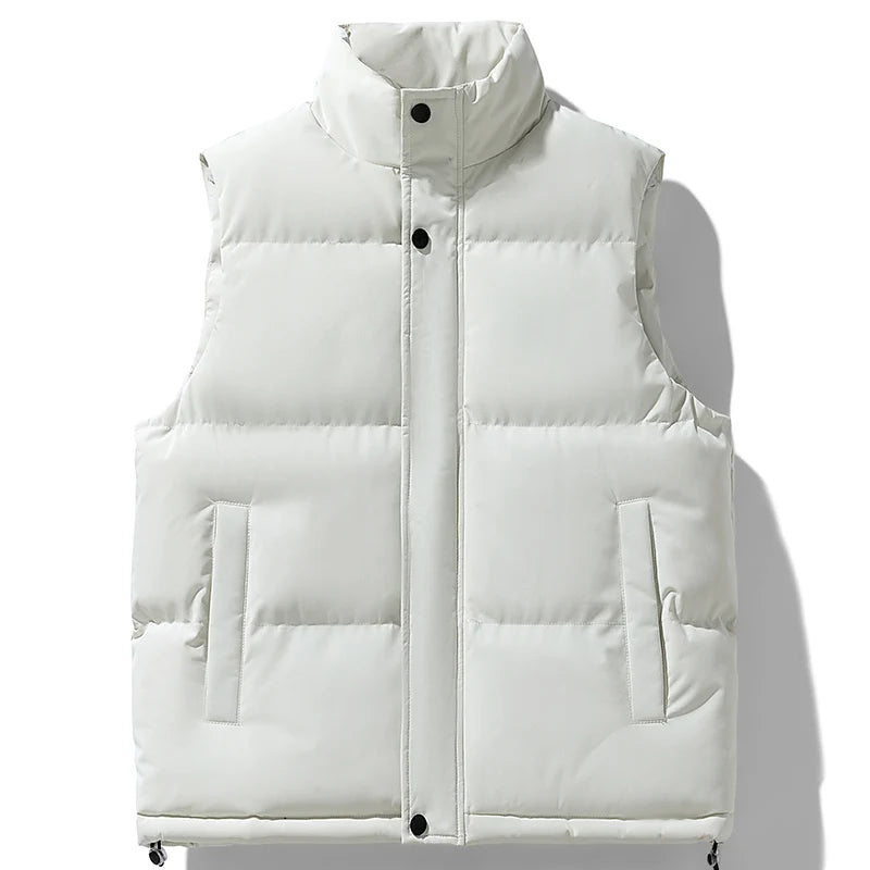 Fishing Vest Stand-up Collar Outdoor Vest Men's Down Cotton Vest Men's Autumn and Winter Thickened Coat Waistcoat Warm Vest Coat