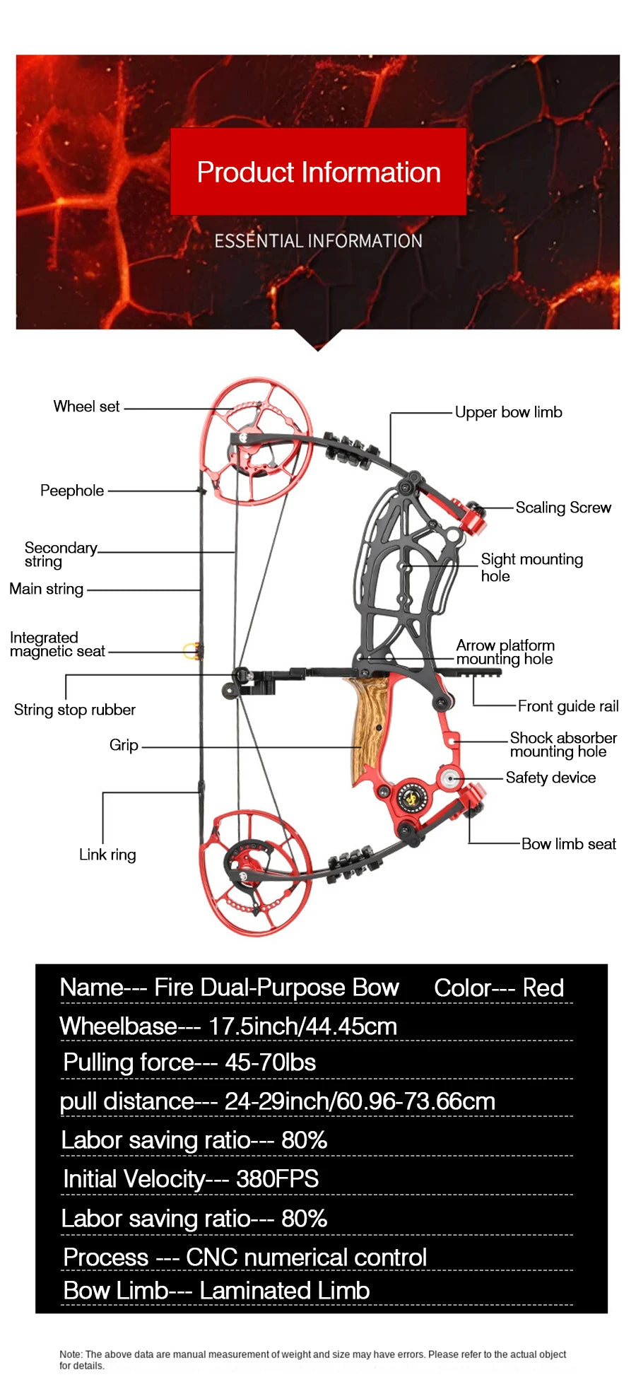 New Fiery Compound Bow Pulley Bow Adult Outdoor Archery Steel Ball and Arrow Dual-purpose Adult Bow High Precision Shooting