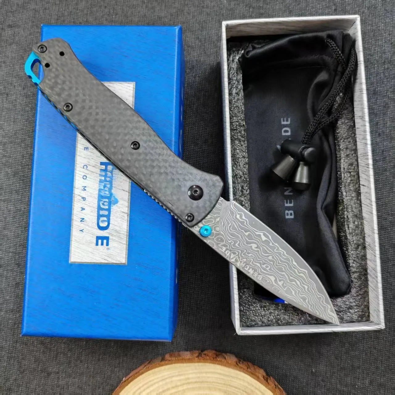 535 Bugout Outdoor Folding Pocket Knife Damascus Steel Carbon Fiber Handle Hunting Tactical Knife Camping Fishing EDC Tool