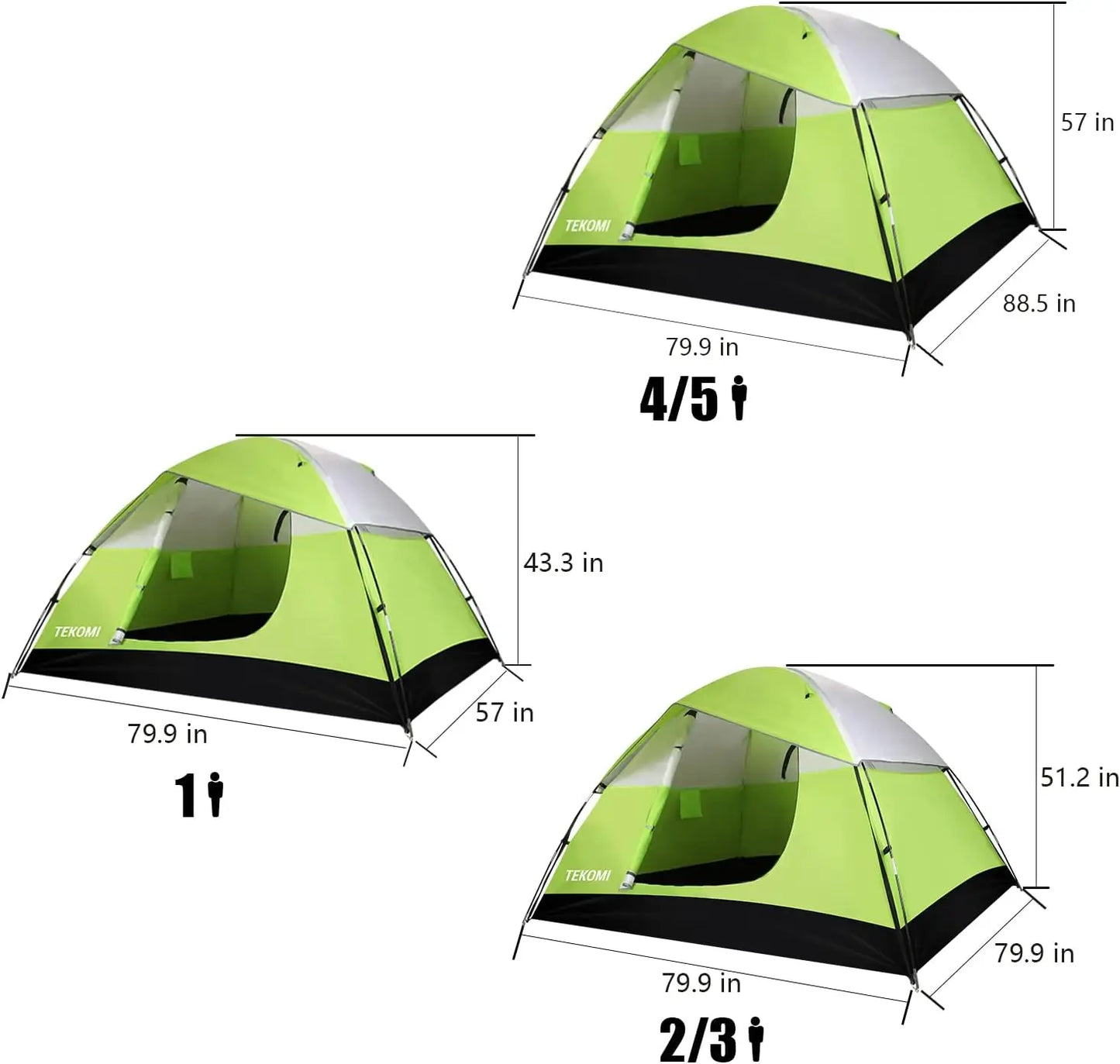 Waterproof Family Dome Tent, Instant Setup in 60 Seconds, Advanced Ventilation for Camping Hiking Outdoor, Dark Green