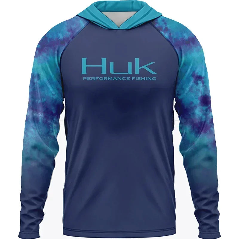 HUK Fishing Long Sleeve UPF 50 Hood Sun Protection Uv T-shirt Clothing Breathable Angling Jacket Men Fishing Wear ShirtsTop