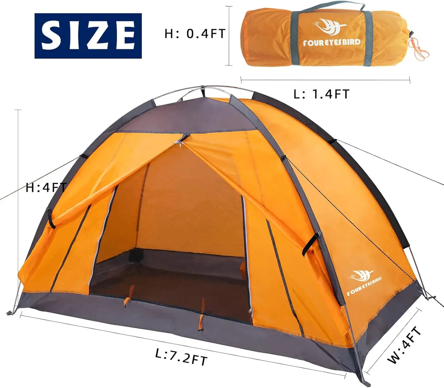 7.2x4x4ft Single Backpack Tent, Waterproof for Camping & Hiking, Lightweight Durable