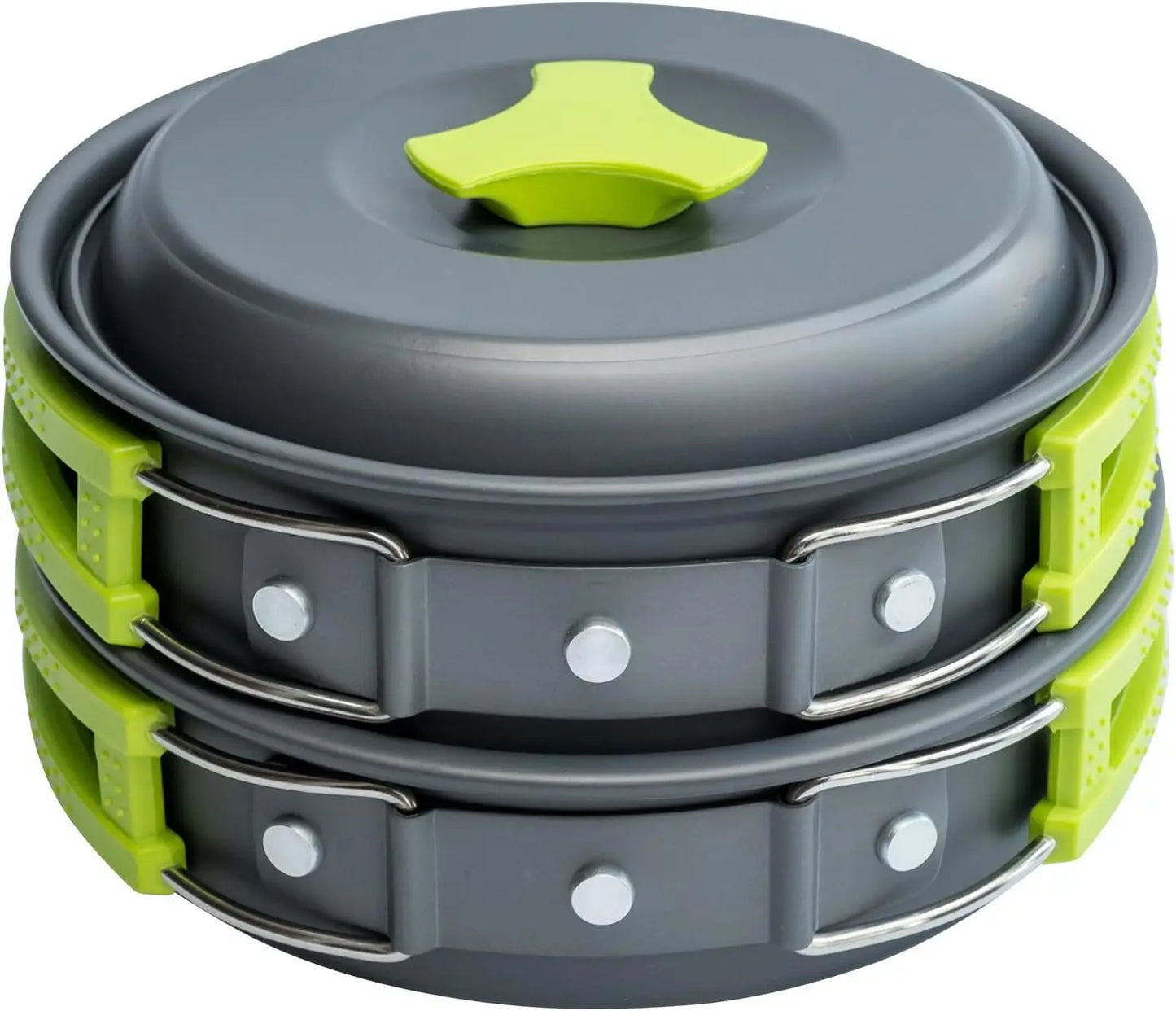 Backpacking Camping Cookware Kit - Pots/Pans Set, Stove-Compatible, Essential Camp Kitchen Gear.