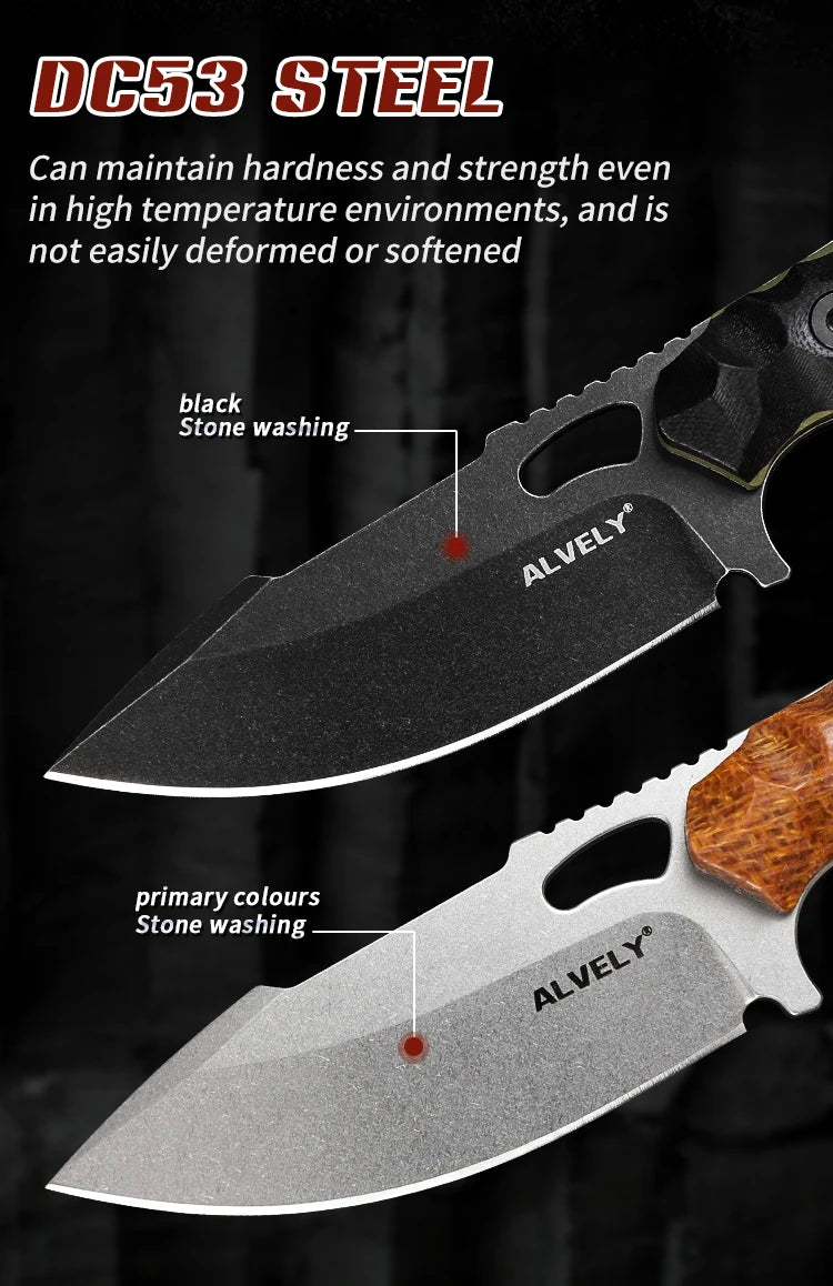 Outdoor Tactical Knife, DC53 Steel Fixed Blade, Men's EDC Knife, Outdoor Camping & Exploration, Fishing & Hunting Knife