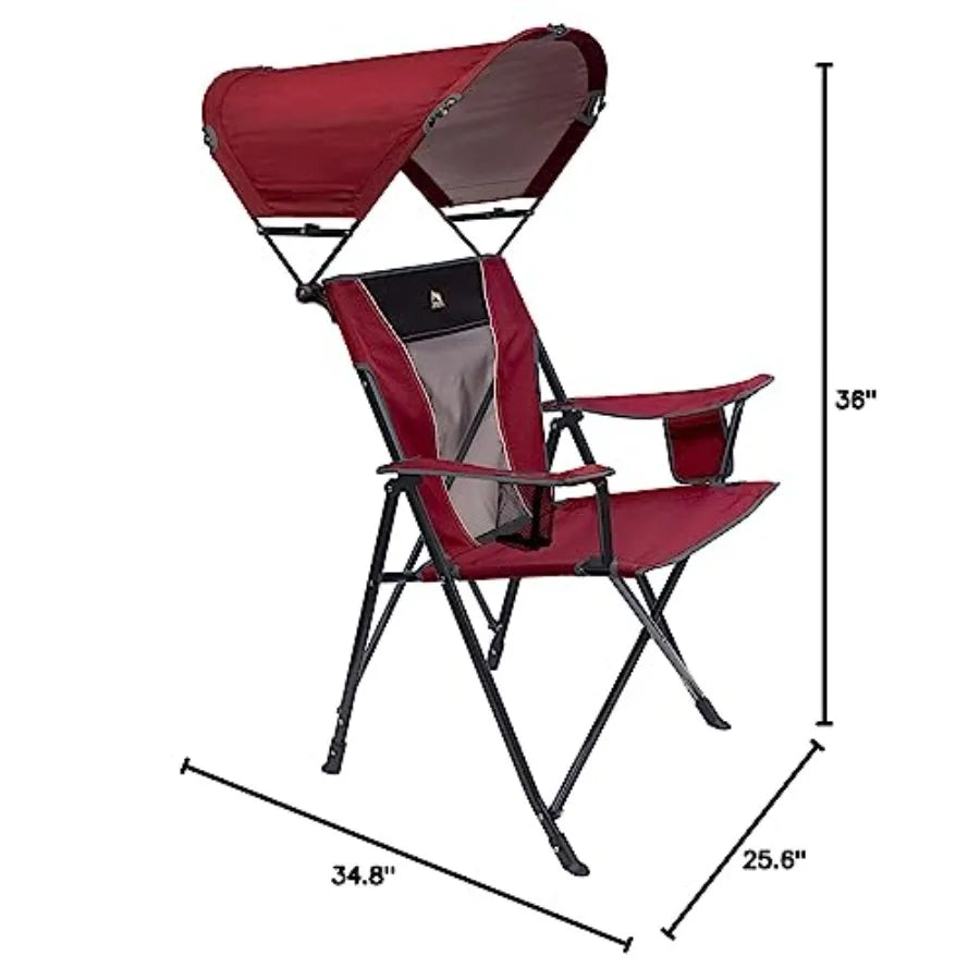Sunshade Comfort Pro Chair Cinnamon Red Outdoor Patio Lounge Chair with Sun Protection and Breathable Fabric in Warm Cinnamon R
