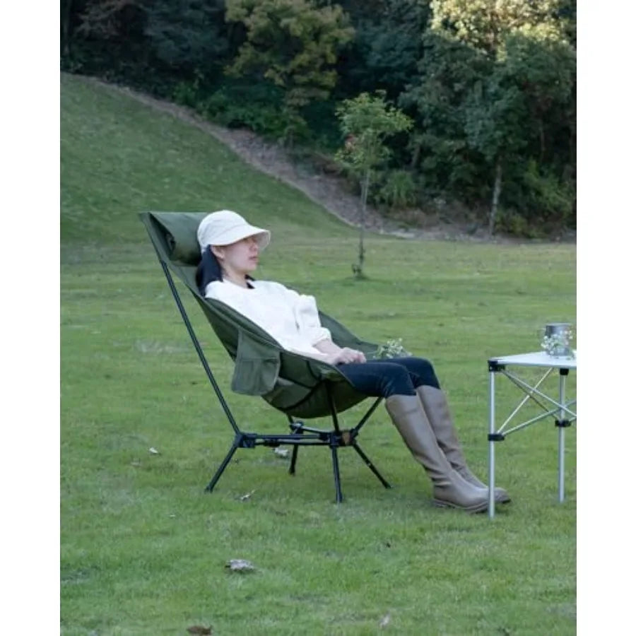 Ultralight Compact Camping Folding Beach Chair with Anti-Sinking Large Feet Black Triangular Frame High Back