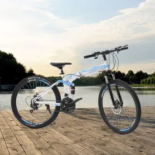 26" Foldable Mountain Bike for Men - 21-Speed All-Terrain Commuter with Dual Disc Brakes