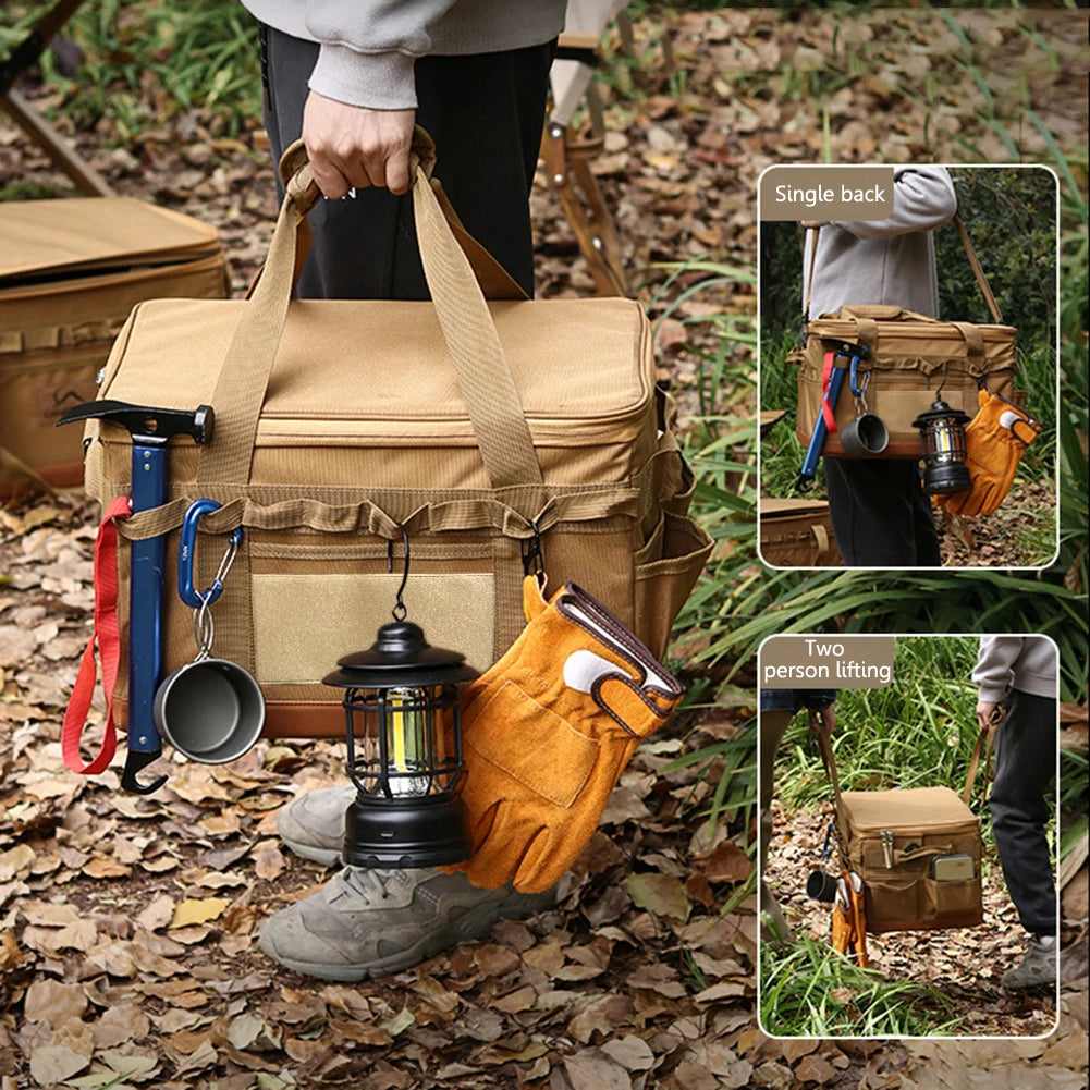 30L Camping Cooking Utensil Organizer Large Capacity Car Trunk Storage Bag Detachable Multifunctional Camping Stove Storage Case