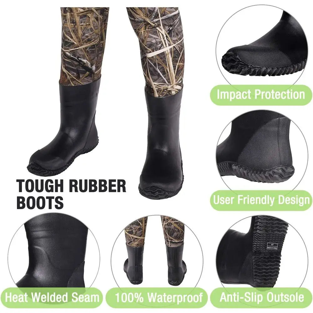 HISEA Kids Chest Waders for Toddler & Children, Youth Neoprene Waterproof Hunting Fishing Wader with Insulated Boots Boy Girl