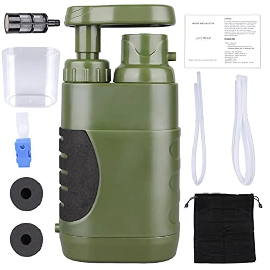 Portable Hand Pump Water Filter100000Gallons Camping Water Filter Survival 3-Grade Backpacking Water Filter System 0.01μm Campi