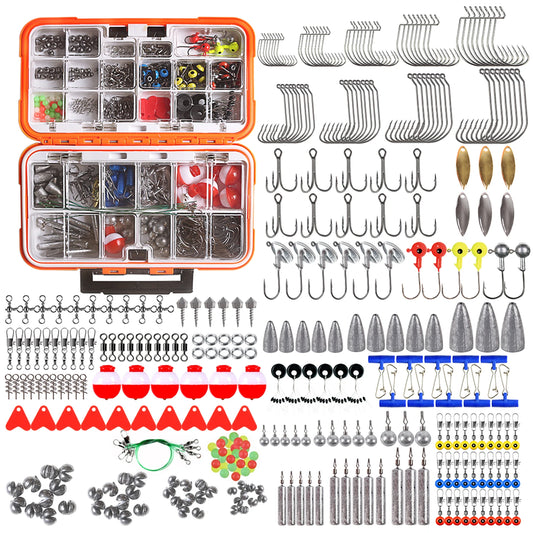 Fishing Accessories Kit Including Tackle Box Fishing Hooks Weights Jig Heads Barrel Swivels Fishing Accessories Set