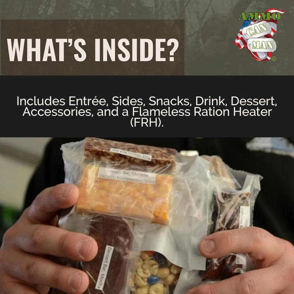 US Meals Ready to Eat 12 Pack Emergency Rations Freeze Dried Food with Heater Entree Dessert MRE Kit for Survival Camping
