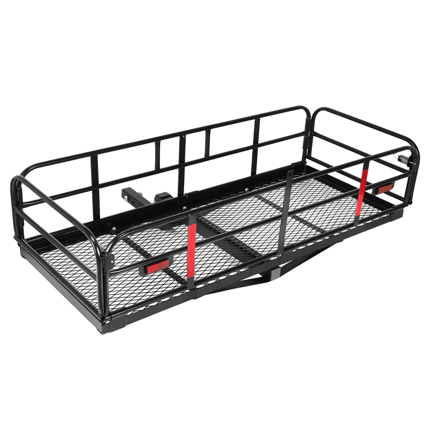 Hitch Mount Basket Folding Cargo Rack Rear Luggage Basket 500 LBS Capacity with Hitch Stabilizer for SUV Pickup Truck Trailer