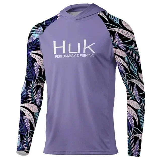 HUK Hooded Fishing Shirts Upf 50 Long Sleeve T Shirt Sun Protection Fishing Clothing Breathable Fishing Hoodies Camisa De Pesca