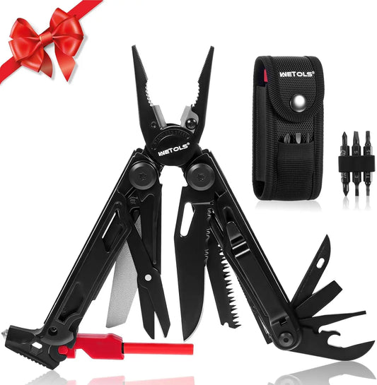 27-in-1 Stainless Steel Multitool with Pliers, Knife, Screwdrivers & Sheath for Survival, Camping, Outdoor