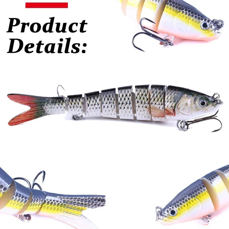 Multi Jointed Fishing Lure Slow Sinking Bionic Segmented Bait 10cm/12.4g Wobble Tackle for Freshwater Saltwater Pesca 5/3/1Pcs