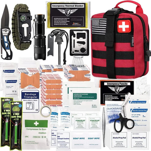 250 Pieces Survival First Aid Kit IFAK EMT Molle Pouch Survival Kit Outdoor Gear Emergency Kits Trauma Bag for Camping Boat Hunt