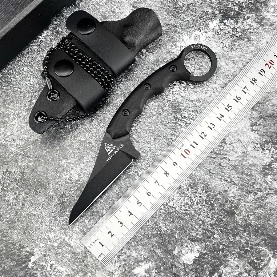 TOPS Knives C.U.T. Fixed Blade Knives with Kydex Sheath Outdoor Multi-purpose Survival Camping Fishing Full Tang Utility Tools