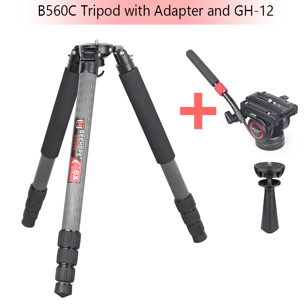 GEEHOPE B560C Professional Heavy Camera Tripod 40mm Tube 30kg Maxload Bowl Tripod Super Stable Top Bird Watching Camera Bracket