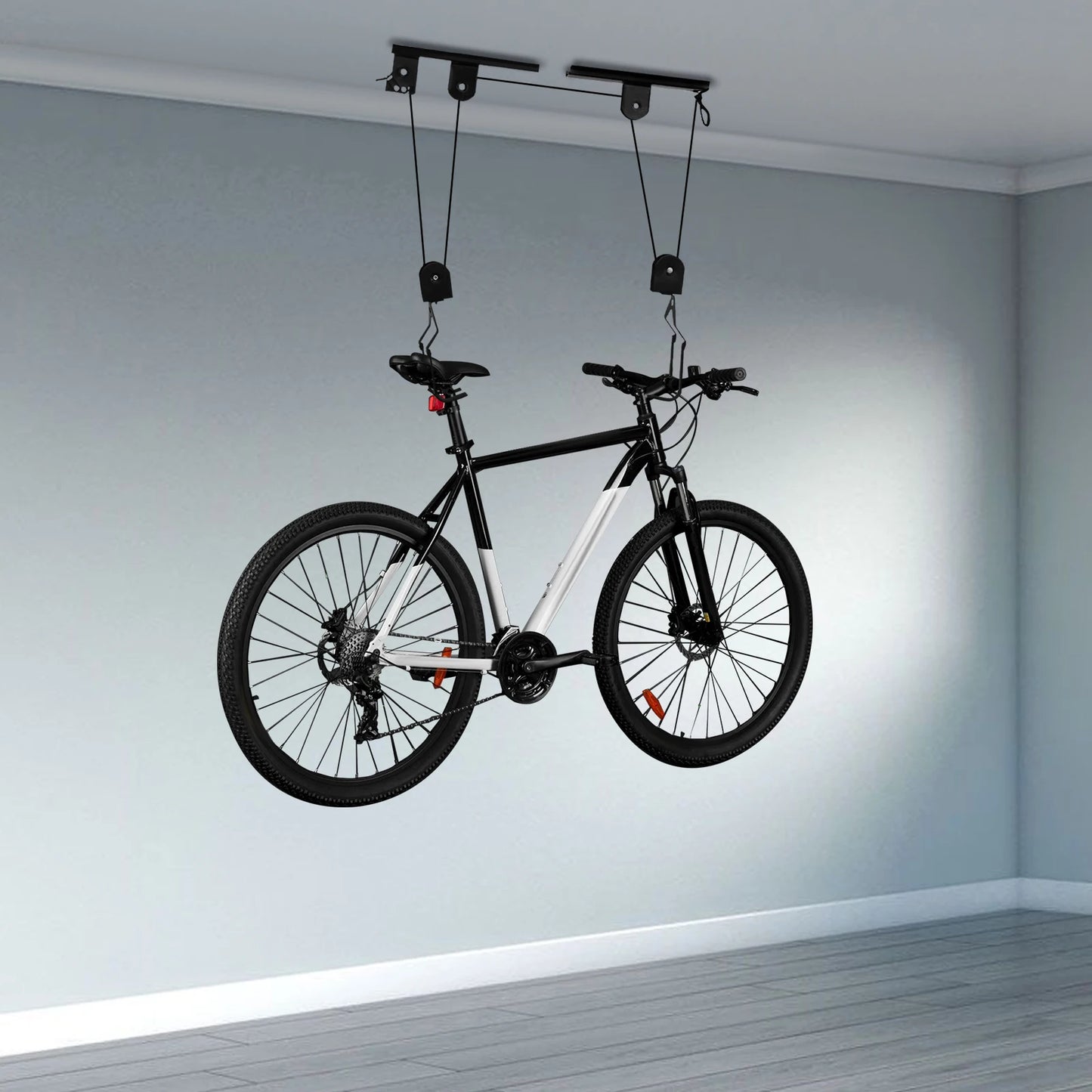 Bike Hoist  for Garage Ceiling Mount Pulley System Bike Storage w/Hook Pulley and Rope,Ceiling bicycle hanging support