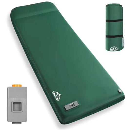 4-Season Camping Sleeping Pad with Electric Pump 3.15 Ultra-Thick Memory Foam Mattress and Pillow for Tent Car Travel Gray