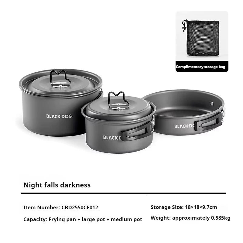 BLACKDOG Outdoor Tableware Pot Frying Pan Set Aluminum Alloy Ultralight Portable Kitchenware Camping Cookware Picnic Tableware