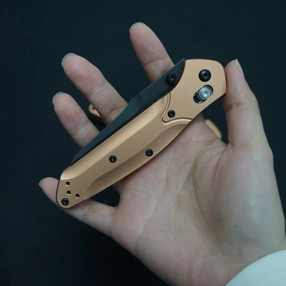 New 940 rose gold folding knife, wilderness survival camping hiking pocket knife, a gift for boyfriend and father，collector