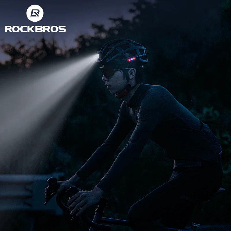 ROCKBROS Cycling Light Helmet USB Charging Electric LED Front Light Helmet Night Cycling Safety Helmet Bicycle Scooter Helmet