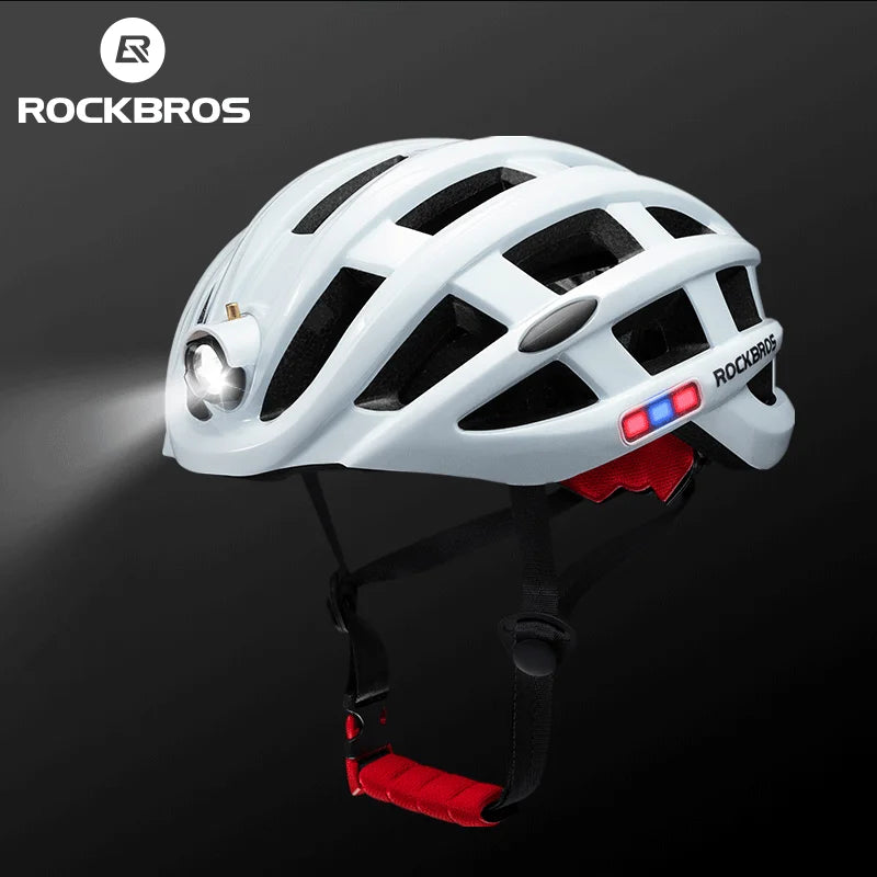 ROCKBROS Cycling Light Helmet USB Charging Electric LED Front Light Helmet Night Cycling Safety Helmet Bicycle Scooter Helmet