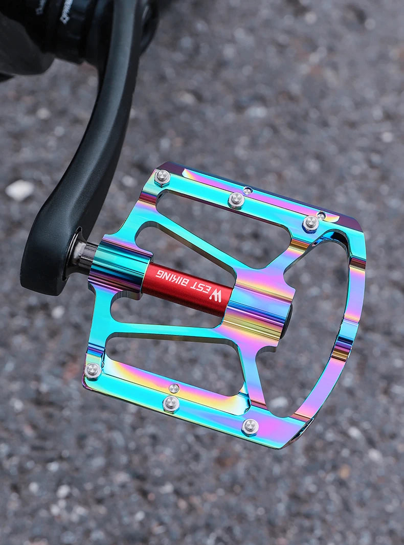 WEST BIKING Bicycle Pedal Three Bearing Aluminum Alloy Pedal Mountain Bike Road Bike Pedal Color Bike Accessories