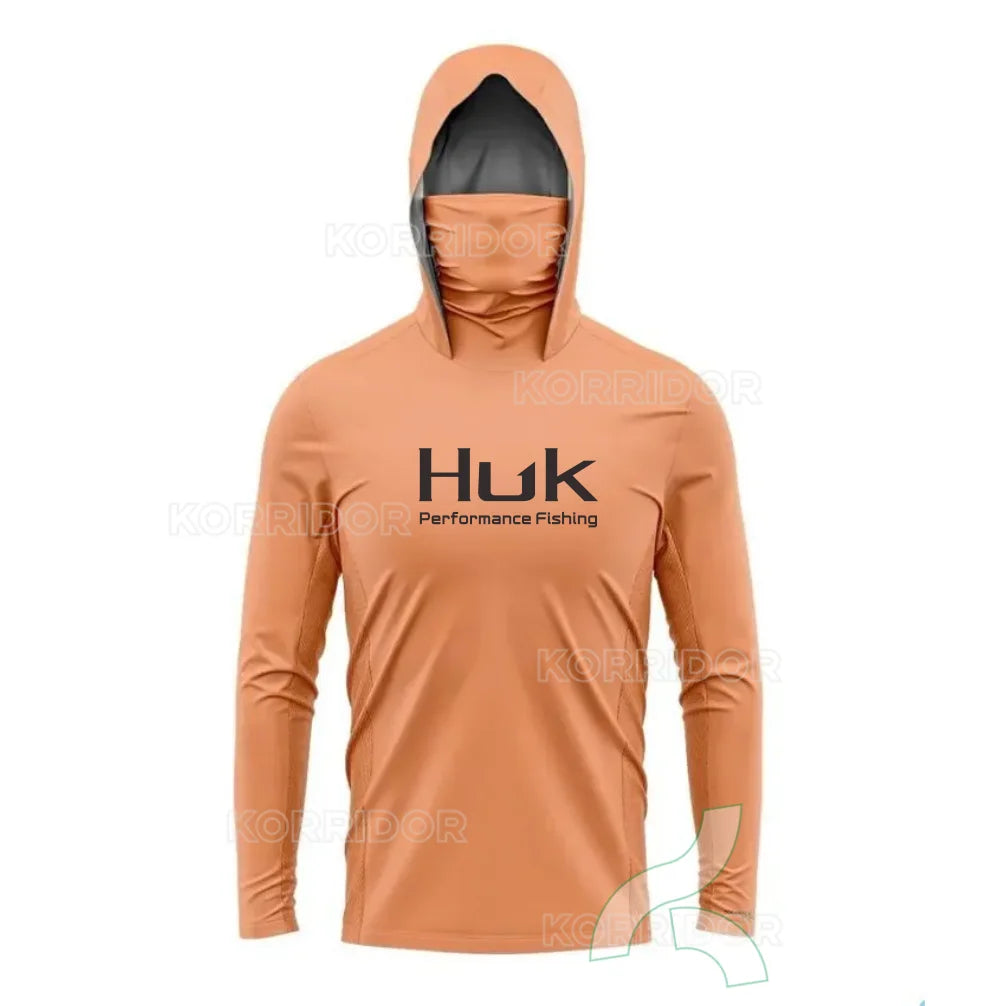 HUK Fishing Clothing Sun Protection Hooded Mask All-in-one Fishing Shirts Upf 50 Long sleeved T-shirt Fishing Apparel Breathable
