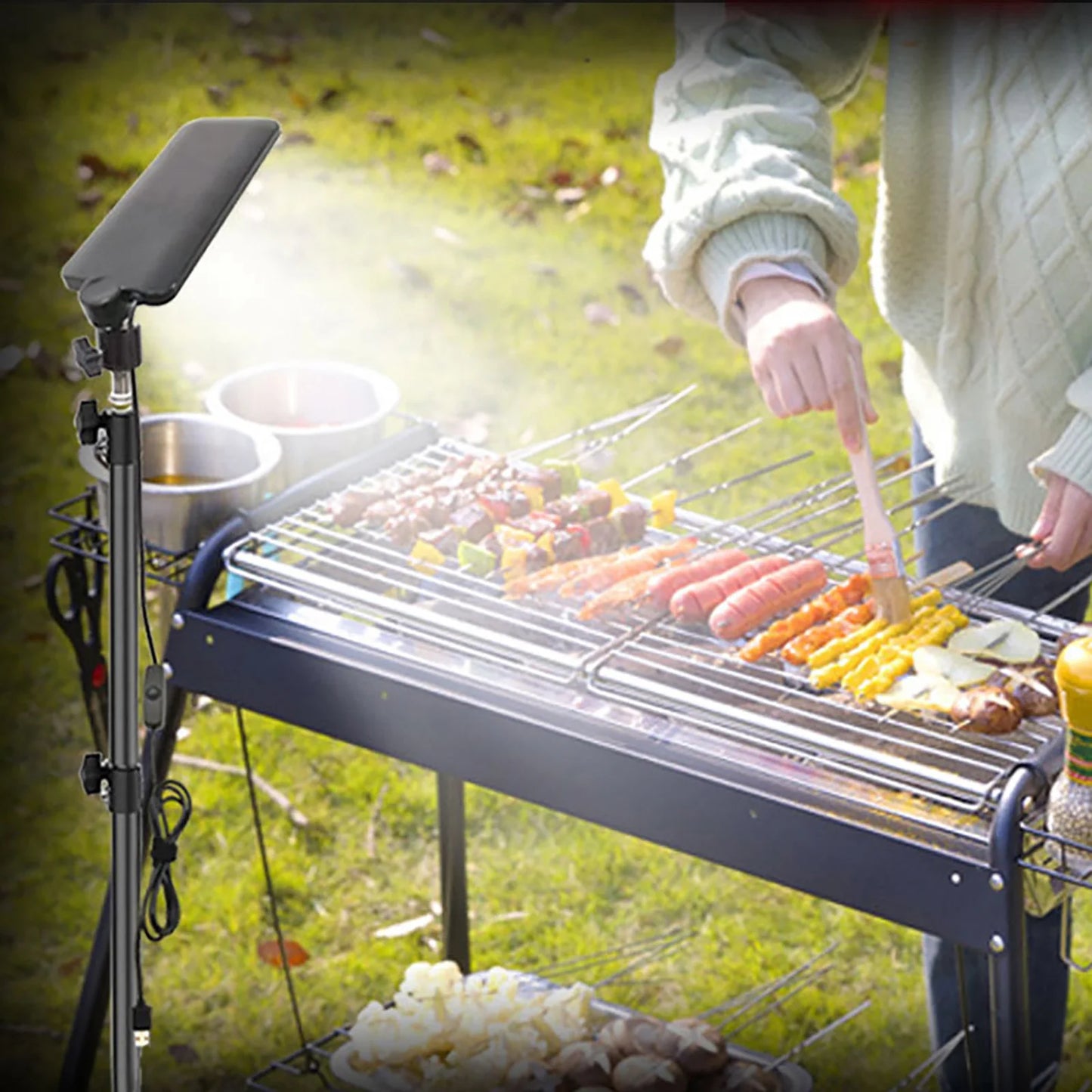 18W Camping Light with Adjustable Metal Telescoping Tripod Stand LED Night Fishing Lights 1680 Lumen Portable Light for Camping