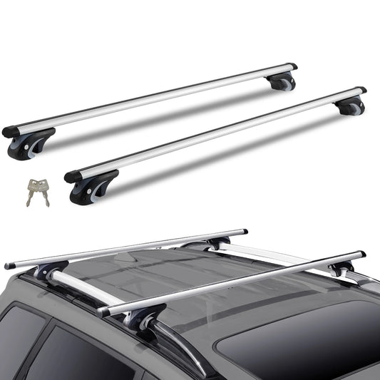 SucceBuy Roof Rack Crossbar Adjustable Aliuminum Roof Rail Crossbar Baggage Luggage Carrier 200LBS Roof Crossbar Silver Black
