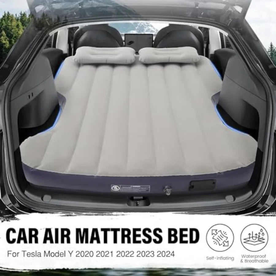 Self-Inflating Car Air Mattress for Tesla Model Y 2025 2024-2020 Juniper Outdoor Camping Air Bed with 2 Pillows Built-in Pump A