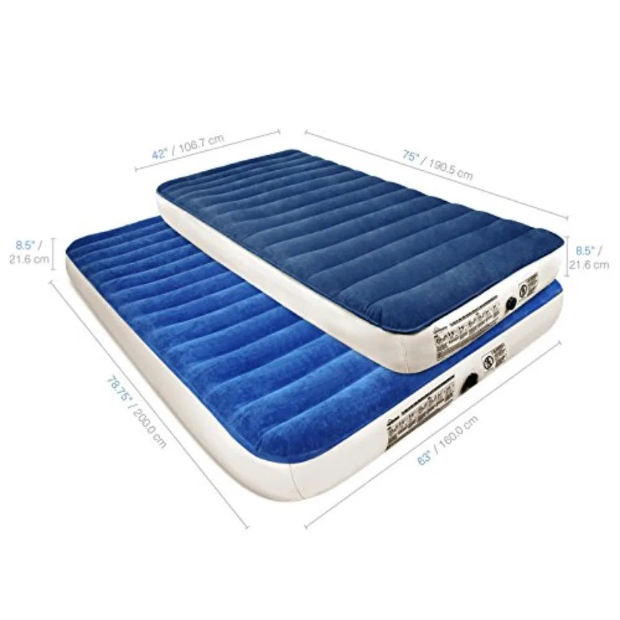 Camping Series Air Mattress with Eco-Friendly PVC - Includes Rechargeable Air Pump - Twin Size Mattress in Beige for Outdoor Co