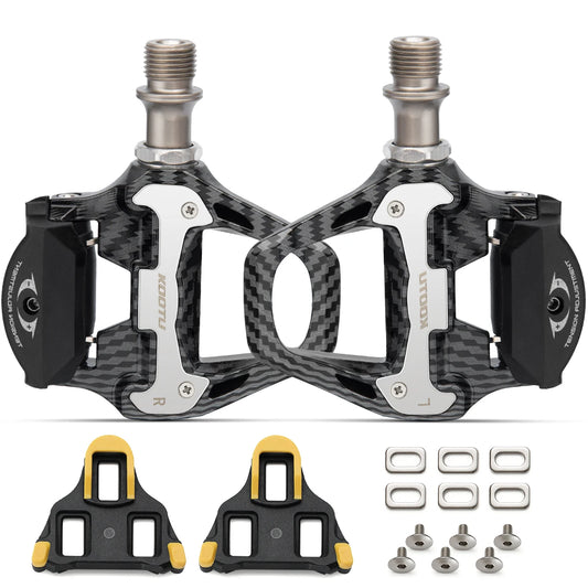 Carbon Fiber Clip-On Pedals With Sealed Bearings And Cleats For KEO And Shimano SPD System Lock Pedals Road Bike Clipless Pedals