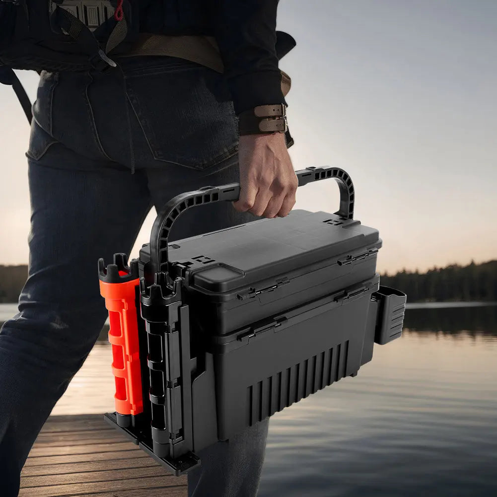 Portable Fishing Tackle Box 2 Tier Multi-functional Fishing Accessories Lure Hook Storage Case Fishing Tool Box Accessories