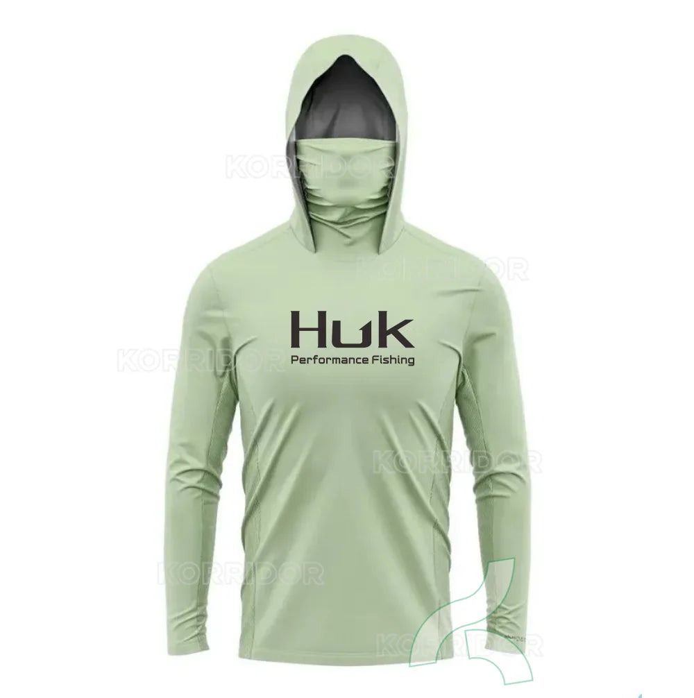 HUK Fishing Clothing Sun Protection Hooded Mask All-in-one Fishing Shirts Upf 50 Long sleeved T-shirt Fishing Apparel Breathable