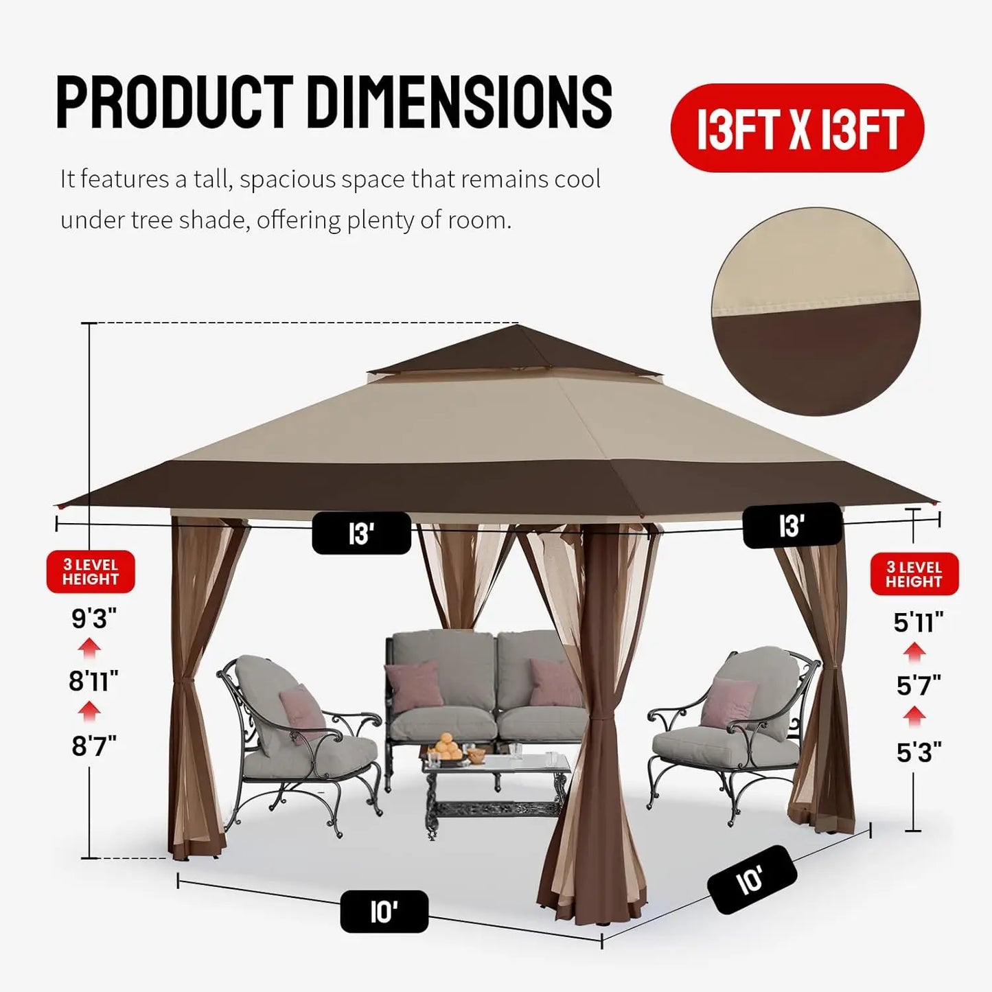 13x13 Pop Up Gazebo, Canopy Tent, Gazebos on Clearance - Outdoor Gazebo for Backyard & Patio Furniture - Carpa Pop, Customized