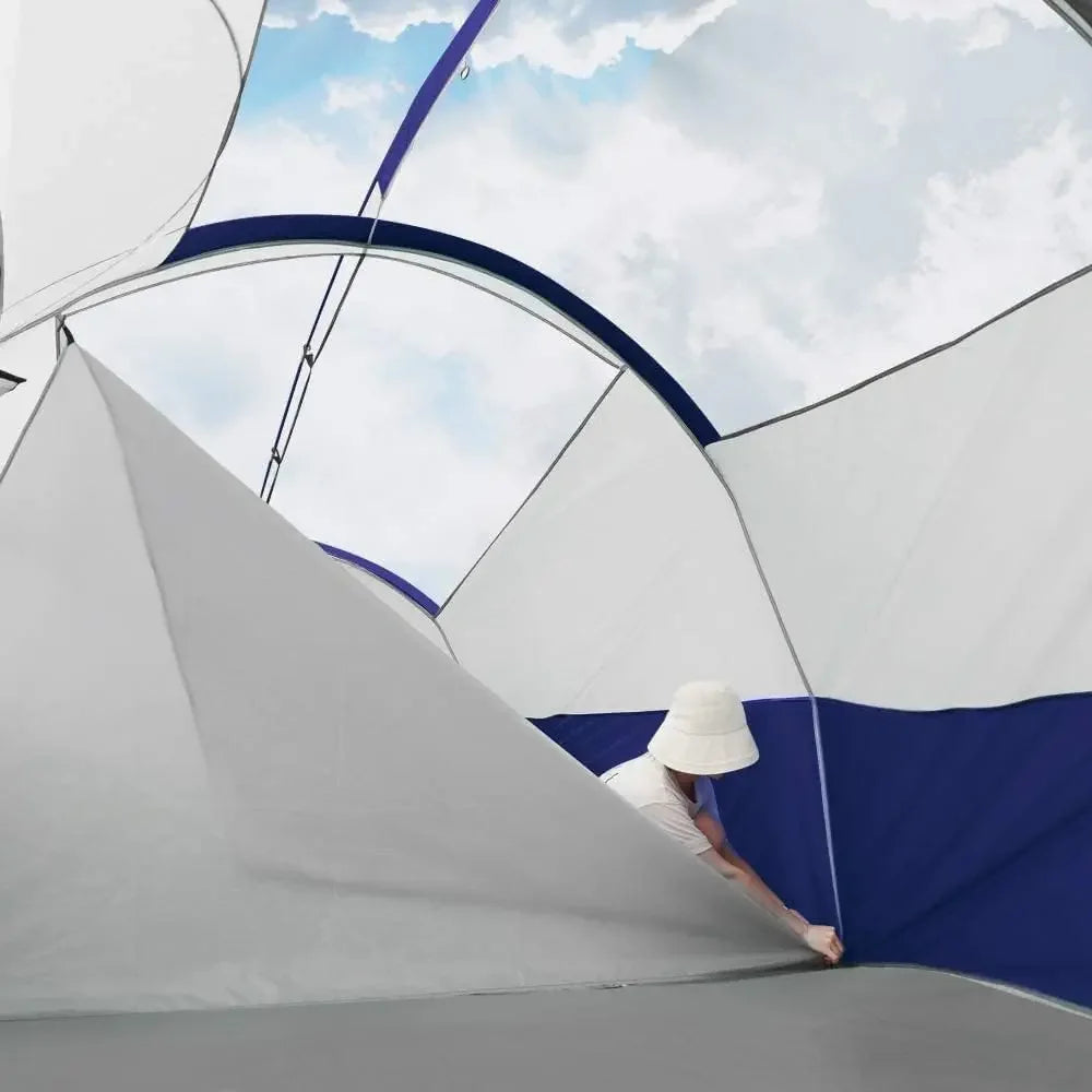 Tent 8 Person Camping Tents, Weather Resistant Family Tent, 5 Large Mesh Windows, Double Layer, Divided Curtain for Separated