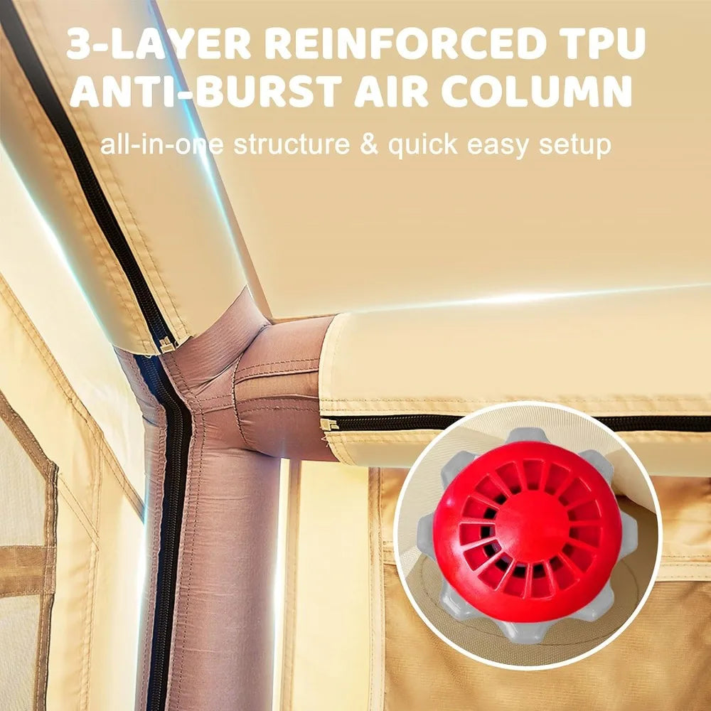 Inflatable Tents for Camping, Large Blow Up Tent with Hand Pump, Easy Setup InflatableTent 4 Season Tent, Waterproof Oxford