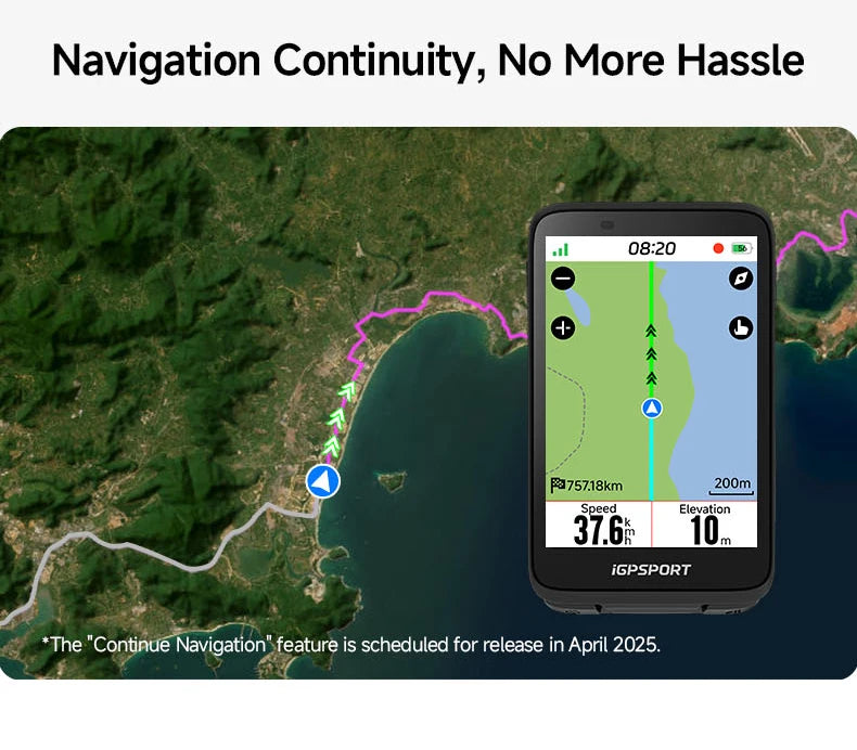 iGPSPORT Bicycle GPS Computer BiNavi Touchscreen Map Navigation 35 Hours Battery Life  IPX7 Waterproof Route Planning