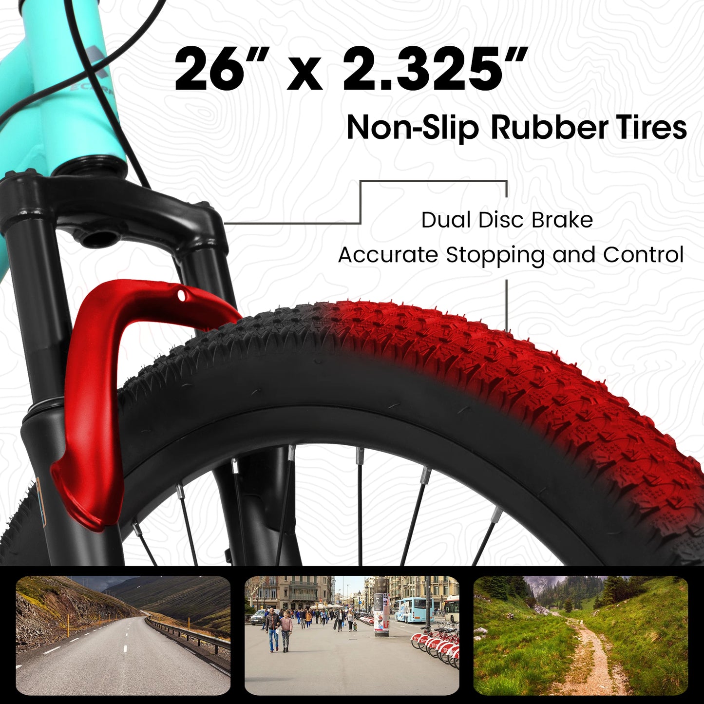 Ecarpat Mountain Bike 26 Inch Wheel, Dual Full Suspension 21-Speed Disc Brakes Thumb Shifter, Carbon Steel Frame Mountain Bike